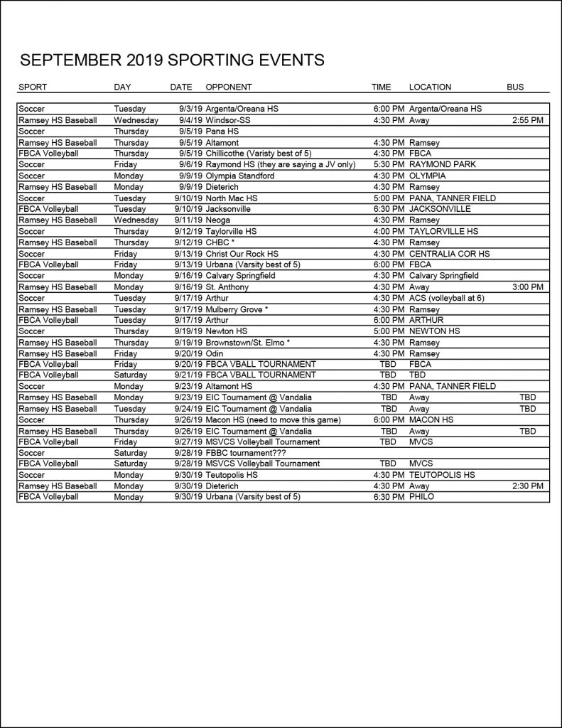 Sports Calendar