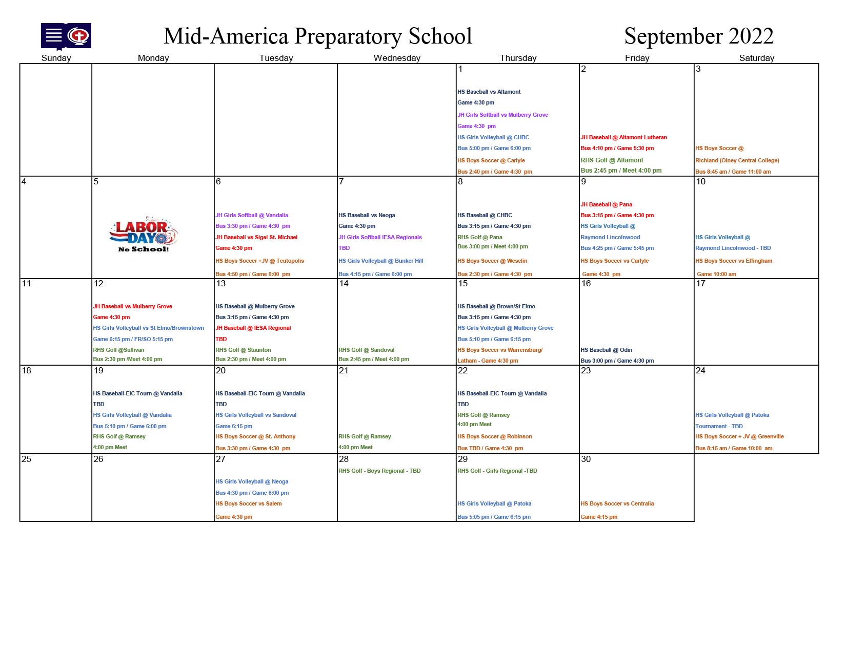 Sports Calendar